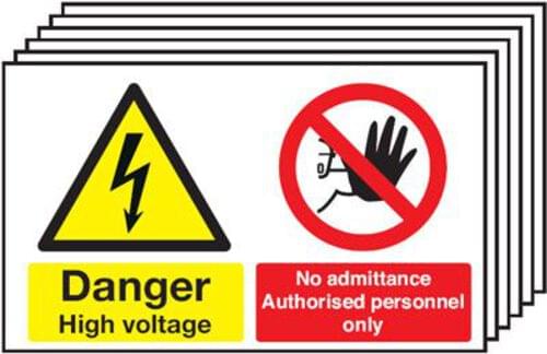 300x500mm Danger High Voltage No Admittance Authorised Personnel Only - Rigid Pk of 6