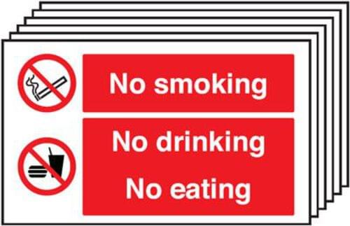 300x500mm No Smoking No Drinking No Eating - Rigid Pk of 6