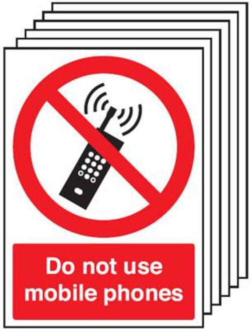 420x297mm Do Not Use Mobile Phones - Rigid Pk of 6