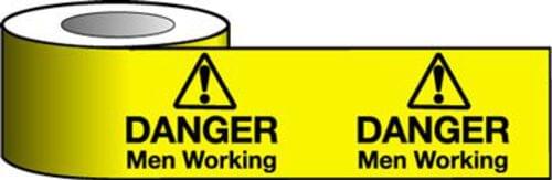 Barrier Warning Tape - 150mm x 100m - Danger Men Working