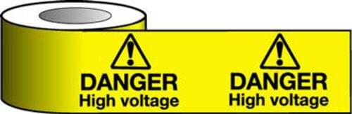 Barrier Warning Tape - 150mm x 100m - Danger High Voltage