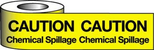 Barrier Warning Tape - 75mm x 100m - Caution Chemical Spillage