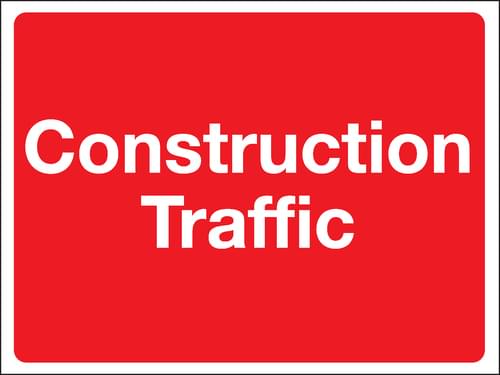 450x600mm Construction Traffic Construction Sign - Rigid