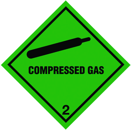 100x100mm Compressed Gas Magnetic Hazard Warning Diamonds