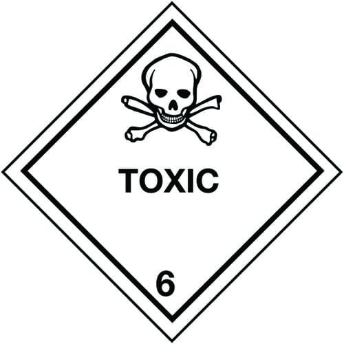 100x100mm Toxic Hazard Warning Diamond Roll of 310