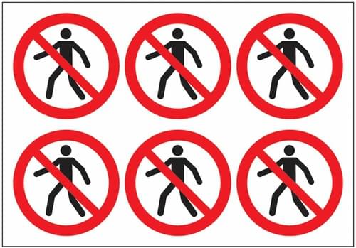 No Pedestrian Symbols - Pk of 30 Labels