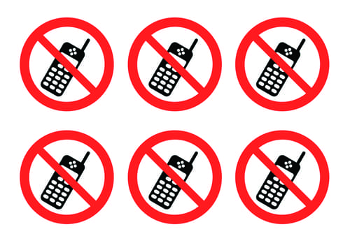 Do Not Use Mobile Phone Symbols - Pk of 30 Labels