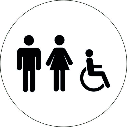125mm Dia Male, Female and Accessible Toilet - Economy washroom sign