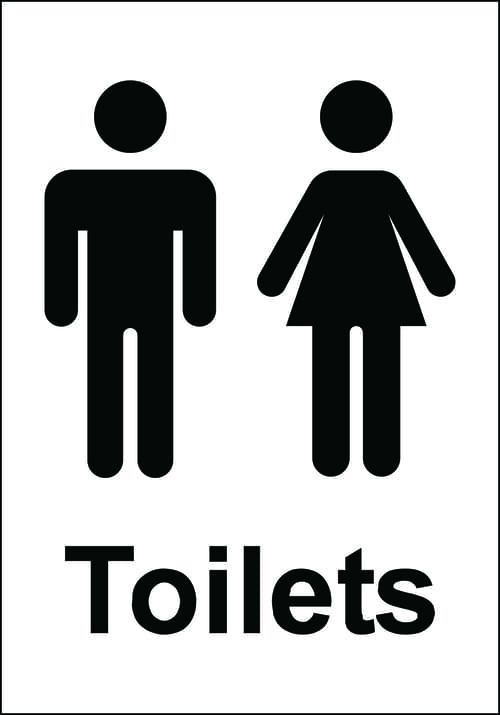 200 x 140mm Male and Female Toilets - Economy washroom sign