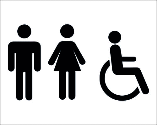 250 x 200mm Male, Female and Accessible Toilet - Economy washroom sign