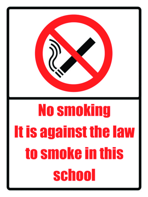 400x300mm No smoking it is against the law School Sign