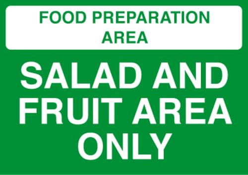 148x210mm Food Prep Area - Salad and Fruit Area Only - Self Adhesive