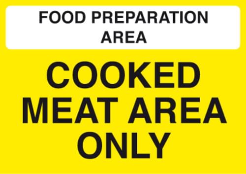 148x210mm Food Prep Area - Cooked Meat Area Only - Self Adhesive