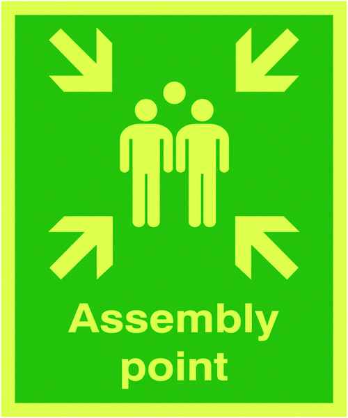 400x300mm Assembly Point - Nite Glo Self Adhesive