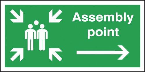 150x300mm Assembly Point Arrow Right - Rigid