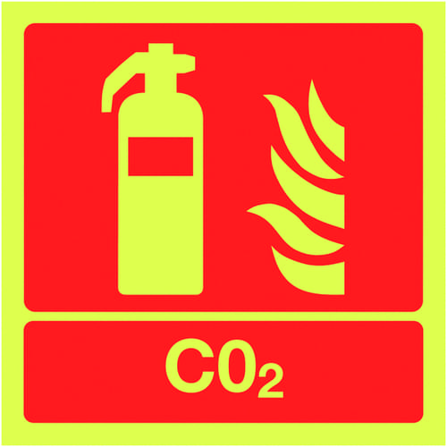 100x100mm CO2 Extinguisher - Nite Glo Self Adhesive
