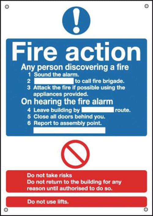 400x300mm Fire Action Notice (Standard) - Aluminium