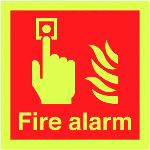 150x150mm Fire Alarm - Nite Glo Self Adhesive
