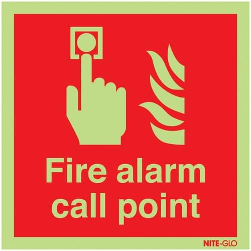 150x150mm Fire Alarm Call Point - Nite Glo Self Adhesive