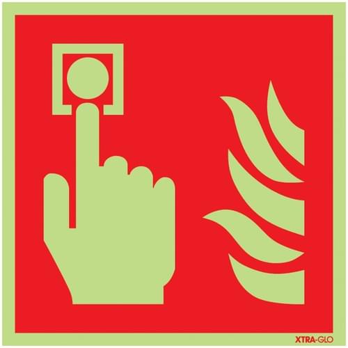 200x200mm Fire Alarm Call Point Symbol - Xtra Glo Self Adhesive