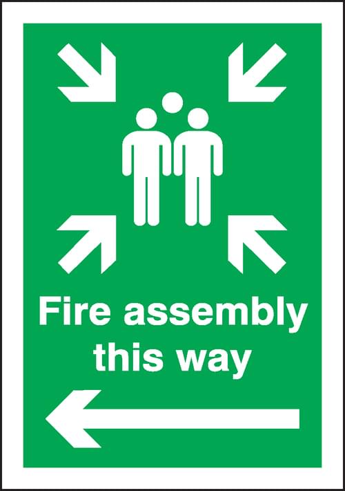 400x300mm Fire assembly this way (left arrow) Outdoor Sign