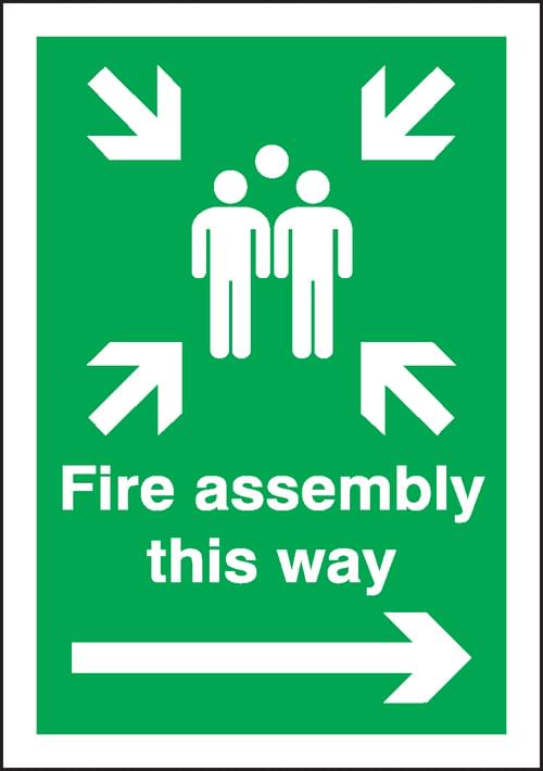 400x300mm Fire Assembly this way (left arrow) - Post Mounted Aluminium