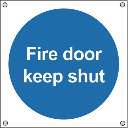 100x100mm Fire Door Keep Shut - Aluminium