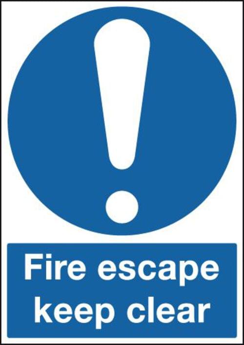 420x297mm Fire Escape Keep Clear - Rigid