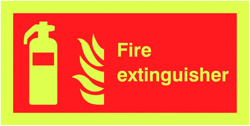 100x200mm Fire Extinguisher - Nite Glo Self Adhesive
