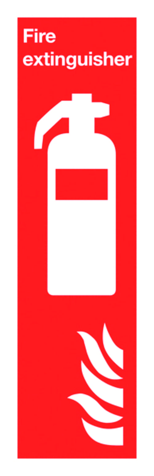 300x100mm Fire Extinguisher Symbol & Flame - Rigid