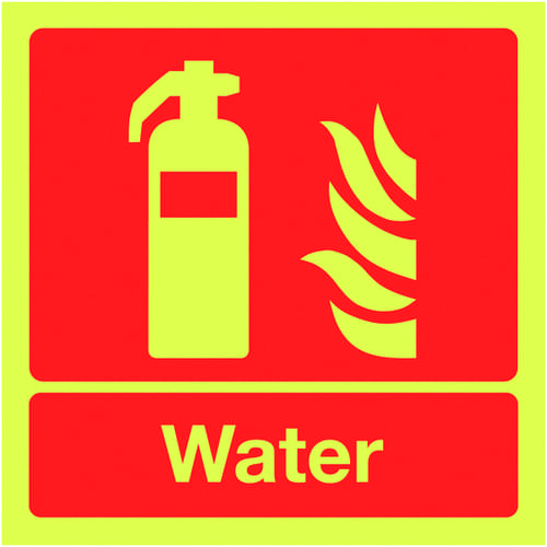 100x100mm Water Extinguisher - Nite Glo Self Adhesive
