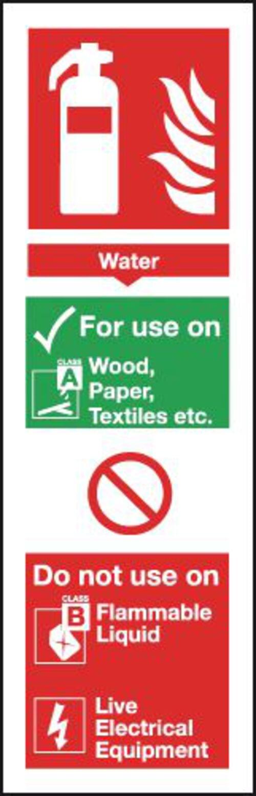 300x100mm Water Extinguisher For Use On - Rigid