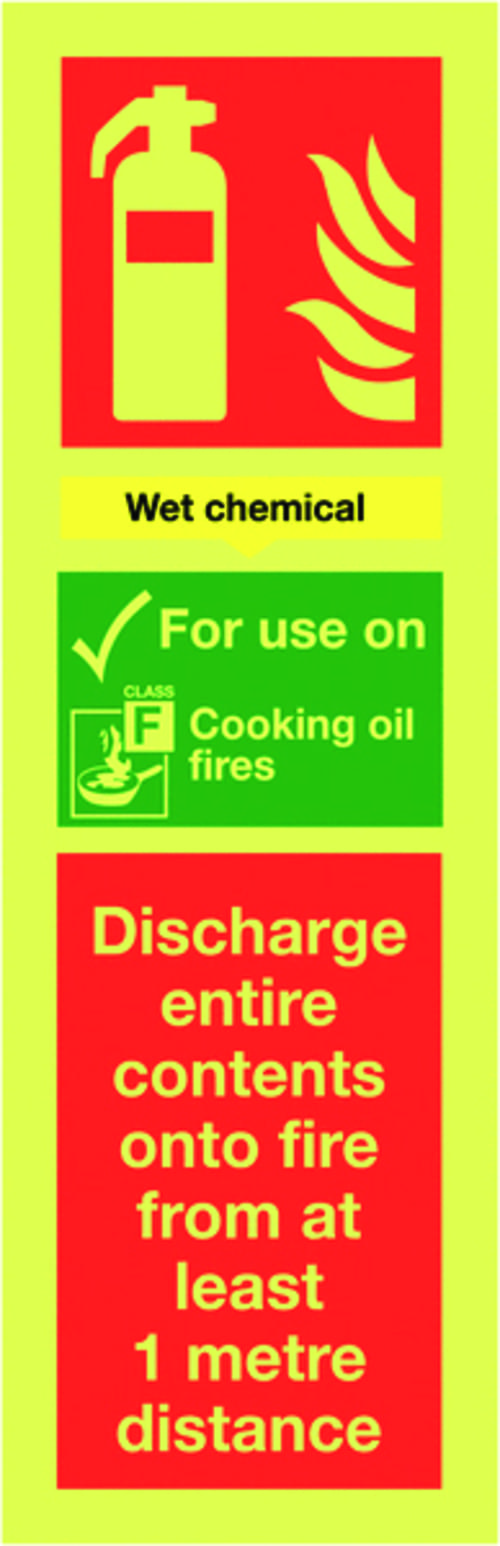 300x100mm Wet Chemical Extinguisher For Use On - Nite glo Self Adhesive