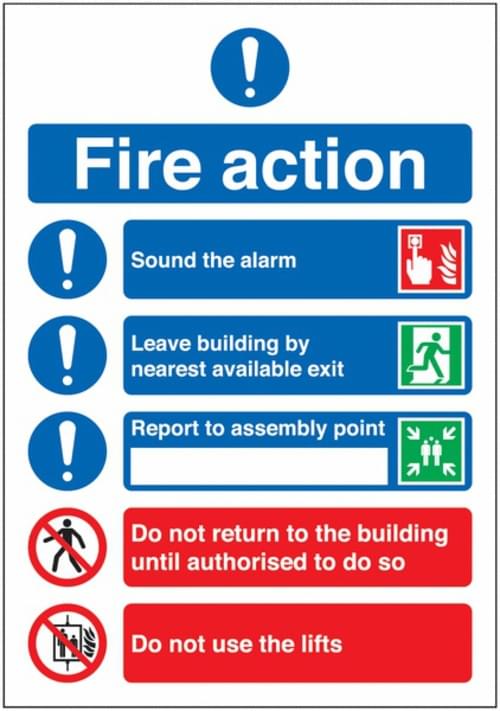 297x210mm Fire Action Notice (Symbolised) - Rigid