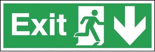 150x450mm Exit Running Man Arrow Down - Rigid
