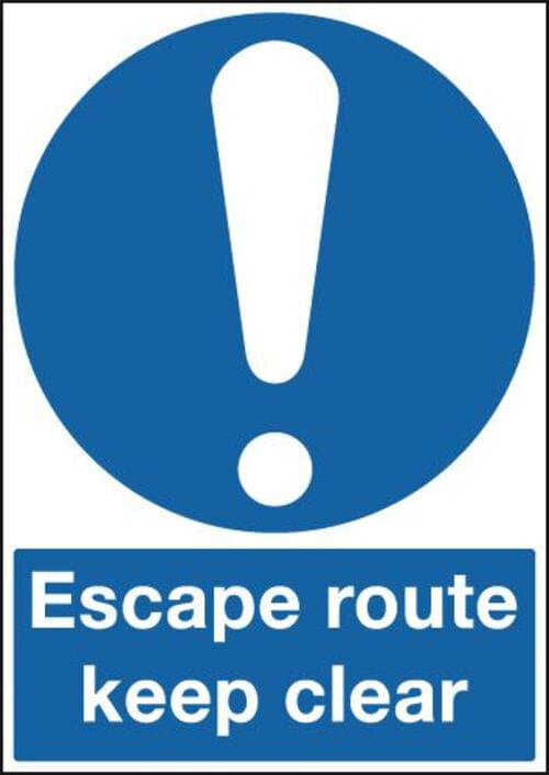 420x297mm Escape Route Keep Clear - Rigid
