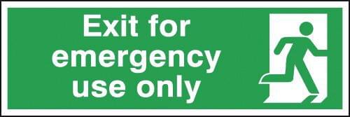 150x450mm Exit For Emergency Use Only - Rigid