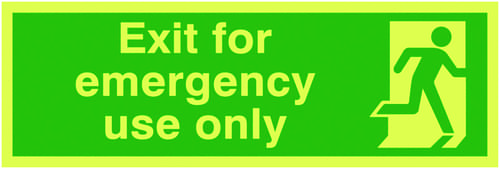 150x450mm Exit For Emergency Use Only - Nite Glo Self Adhesive