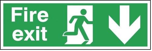 150x450mm Fire exit down sign - Double sided