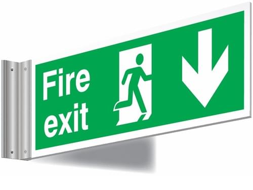 150x450mm Fire exit down sign - T Bar