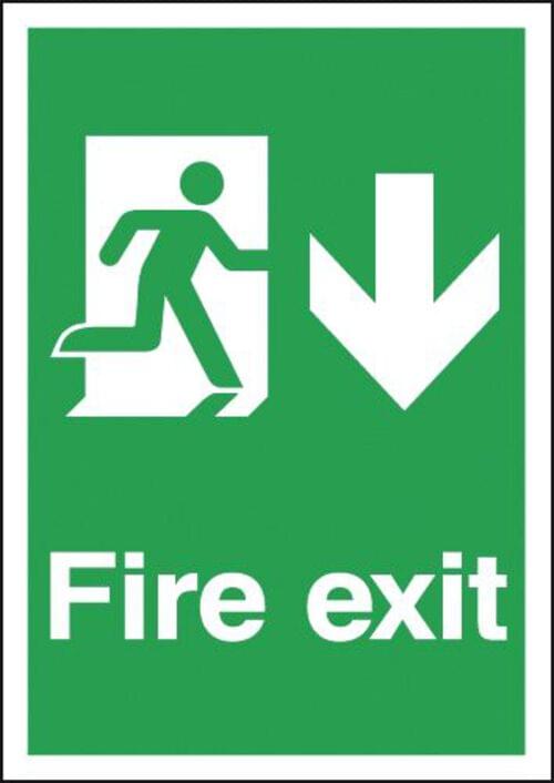297x210mm Fire Exit Running Man Down - Rigid