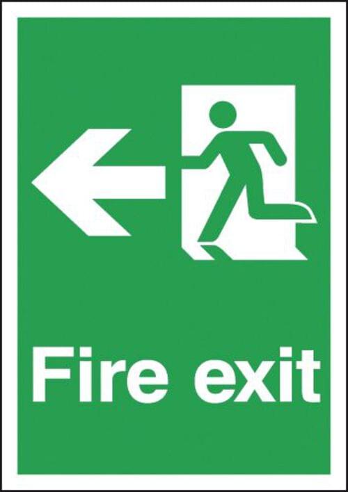 297x210mm Fire Exit Running Man Left - Rigid