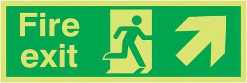150x300mm Fire Exit Running Man Arrow Right - Xtra Glo Self Adhesive