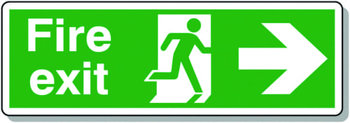 150x450mm Fire Exit Running Man Arrow Right - Polycarbonate