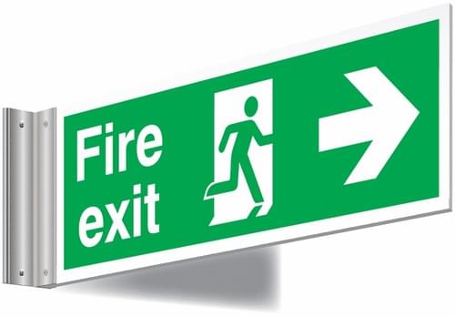 150x450mm Fire exit right sign - T Bar