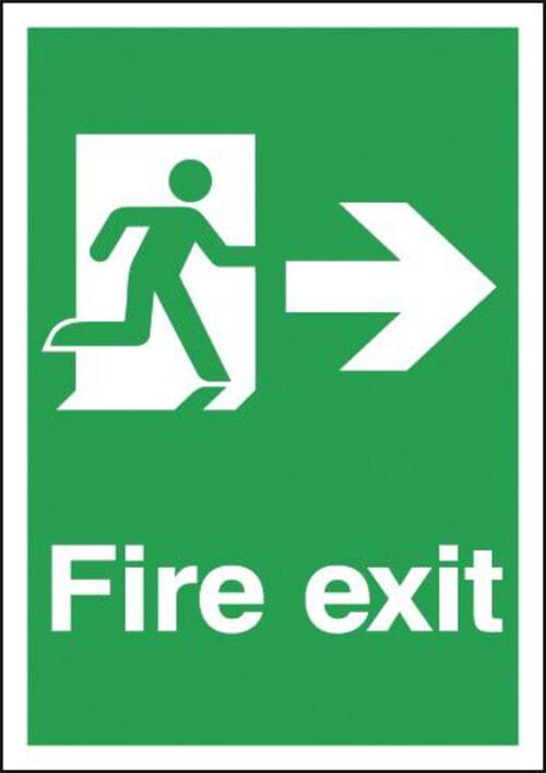 297x210mm Fire Exit Running Man Right - Rigid