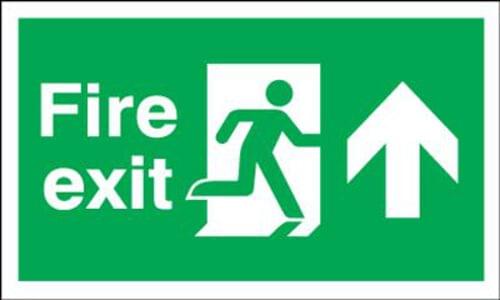 150x300mm Fire Exit Running Man Arrow Up - Rigid