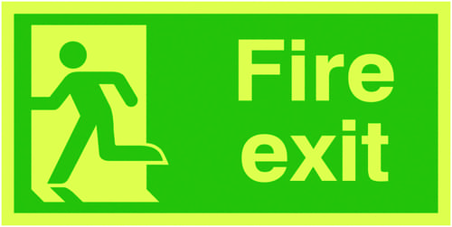 150x300mm Fire Exit Running Man Left - Nite Glo Self Adhesive