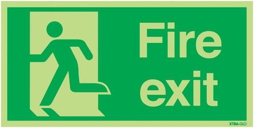 300x600mm Fire Exit Running Man Left - Xtra Glo Rigid