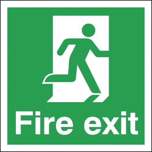 150x150mm Fire Exit Running Man Right - Rigid